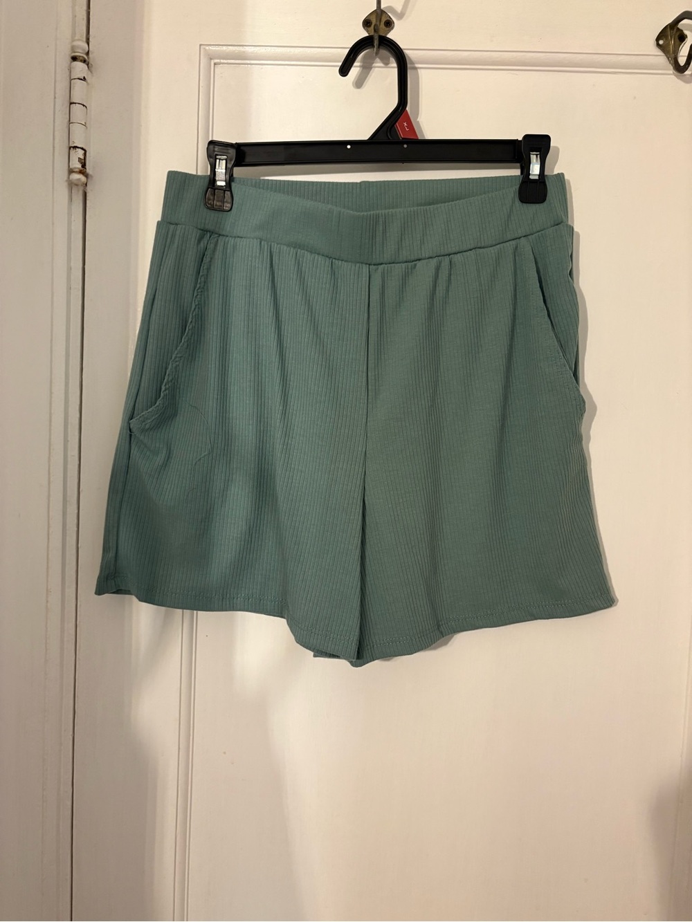 Ideology Ribbed High-Waist Pull-On Shorts in Sage